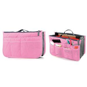 Travel Tote Handbag/Purse Insert Cosmetic Organizer (Light Pink)